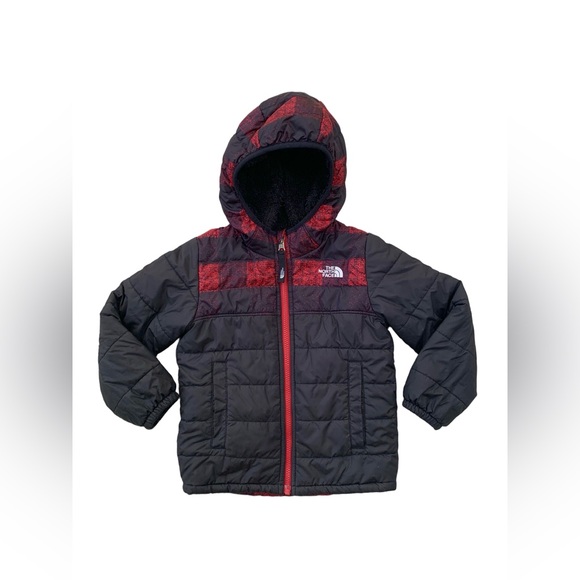 The North Face Size 5 Black and Red Reversible Mount Chimborazo Puffer Coat - Picture 1 of 9